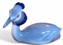 A  Royal Copenhagen model of a Grebe, green and blue marks, model no.3243