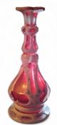 An Art Nouveau  Czechoslovakia  Bohemian Moser cut cranberry glass vase, overlaid in white, picked