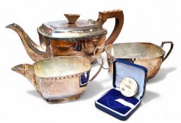 A Sheffield Assay Office silver bicentenary medallion, obverse with coat of arms surrounded by '