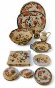 Mason Ironstone Java pattern plates, bowl, trinket boxes, pin dishes, etc