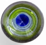 A large Art Glass circular bowl, spin in blue, white and green, 52cm diam