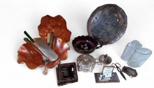 A silver plate sporting dish, inscribed 'H. G. C. CAPTAIN G A FLAVELL 1996'; a white metal Port