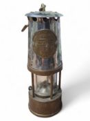 Mining interest - a Eccles 'The Protector Lamp & Lighting Co. Type 6 miners lamp, stamped 28