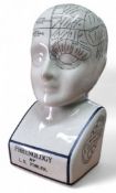 Phrenology by L. N. Fowler - a reproduction ceramic Phrenology head, black lettered sectional