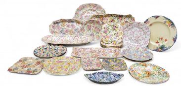 Chinz - a  Royal Winton Cheadle pattern sandwich set, the sandwich plate 30cm wide, printed