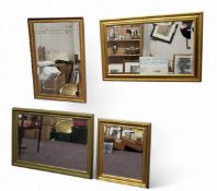 A large rectangular mirror, gilt frame, 67cm x 97cm;   others, 85cm x 60cm;  others (4)