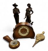 A pair of late 19th century spelter figures, of a harvester and wife, 46cm high, c.1880;   a Bentina