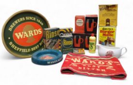 Advertising - Rinso Extra soap packet;  another;   four Pyrex tumblers, boxed;   Solidex Milk Saver;