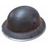 A WWII 3rd Division MkII Brodie helmet, brown, pattern of three insignia to sides, liner and chin