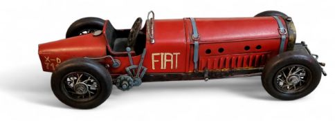 A Jayland Fiat single seater racing car, in red, 39cm long