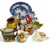 An Allervale jug, inscribed Come Fill Me Full With Liquors Sweet.   Joy That Is Good When Friends Do