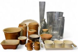 Kitchenalia -  a large crown salt glazed stone ware bowl, 16cm dian, 26cm diam;   similar storage