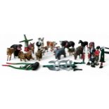 Britains and other lead animals - lion,  tiger, elephant, horses, cows, etc