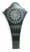 An Indian silver coloured metal inlaid bidri wall posy holder, decorated with floral roundel, 17cm