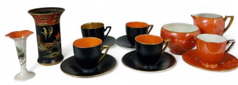 A Carlton Ware Mikado flared cylindrical vase, printed and painted in gilt and coloured enamels with