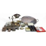 Plated Ware - a large two handled oval tray, cm wide;  a gallery tray;  an oval cake basket;