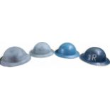 A WWII MkII Brodie Rescue Party Ireland/RAF? helmet, blue shell, stencilled R to front, liner and