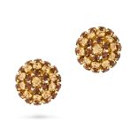 CHRISTIAN DIOR, A PAIR OF BROWN CRYSTAL CLIP-ON EARRINGS each comprising a pair of circular earrings
