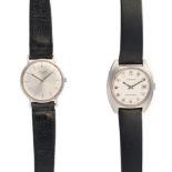 A GROUP OF TWO GENTLEMAN’S STAINLESS STEEL WRISTWATCHES, comprising a Longines with silvered brushed
