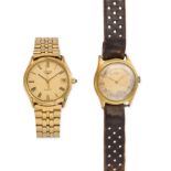 A GROUP OF TWO GENTLEMAN’S WRISTWATCHES, comprising: a Longines quartz wristwatch, in a yellow metal