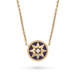 CHRISTIAN DIOR, A LAPIS LAZULI AND DIAMOND ROSE DES VENTES NECKLACE in 18ct yelllow gold, the