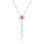 THEO FENNELL, A PINK TOURMALINE AND DIAMOND PENDANT NECKLACE the pendant set with a round cut pink