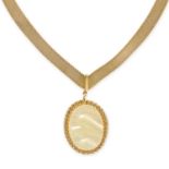 CHRISTIAN DIOR, A FAUX MOTHER OF PEARL NECKLACE comprising a flat Omega chain necklace suspending an