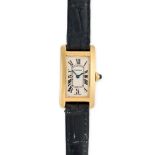 CARTIER TANK AMERICAINE WRISTWATCH, ref. 2482, in 18ct yellow gold, the rectangular brushed gold