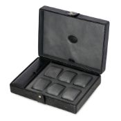 NO RESERVE - UNDERWOOD LEATHER WATCH STORAGE CASE  Black crocodile embossed leather exterior with