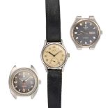 TISSOT, A GROUP OF THREE AUTOMATIC WRISTWATCHES, comprising a Tissot Antimagnetique with cream