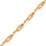 LAPPONIA, A MODERNIST DIAMOND BRACELET in 18ct yellow gold, comprising a row of stylised links set