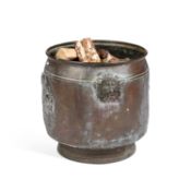A LARGE VICTORIAN COPPER LOG BIN
