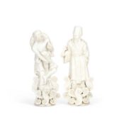A PAIR OF CHINESE BLANC-DE-CHINE FIGURES