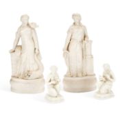 TWO PAIRS OF PARIAN FIGURES