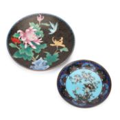 TWO CLOISONNE ENAMEL CIRCULAR DISHES