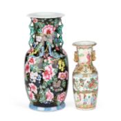 A CHINESE FAMILLE ROSE VASE TOGETHER WITH A CANTONESE VASE