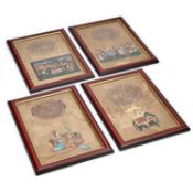 A SET OF FOUR INDIAN GOUACHE PAINTED AND COURT FEE STAMPED GOVERNMENT SHEETS