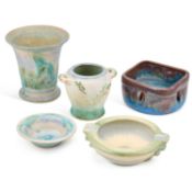FIVE PIECES OF BOURNE DENBY POTTERY