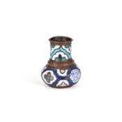 A SYRIAN COPPER AND ENAMEL VASE