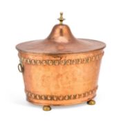 AN EDWARDIAN COPPER COAL BIN