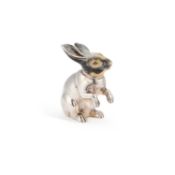AN ITALIAN SILVER AND ENAMEL MODEL OF A RABBIT