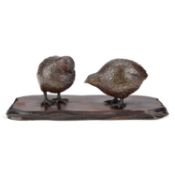 A PAIR OF JAPANESE BRONZE MODELS OF QUAILS MEIJI PERIOD (1868–1912)