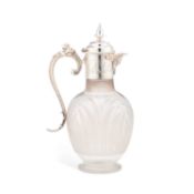A VICTORIAN SILVER-PLATE MOUNTED CLARET JUG