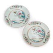 A PAIR OF CHINESE FAMILLE ROSE PLATES 18TH CENTURY