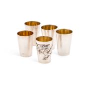 A GROUP OF FIVE CHINESE SILVER BEAKERS LATE 19TH/ EARLY 20TH CENTURY