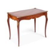 A LOUIS XVI STYLE GILT-METAL MOUNTED AND FLORAL MARQUETRY CENTRE TABLE