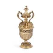 A SILVER-GILT INCENSE JAR AND COVER