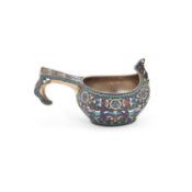 A RUSSIAN SILVER AND CLOISONNÉ ENAMEL KOVSCH
