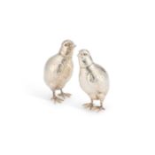 A PAIR OF EARLY 20TH CENTURY GERMAN SILVER NOVELTY PEPPERETTES