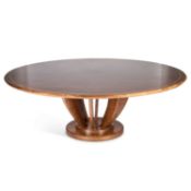 A MASSIVE CONTEMPORARY WALNUT DINING TABLE